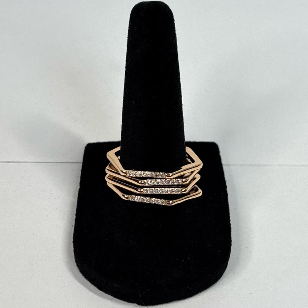 18k rose gold-plated multi-stack hex ring